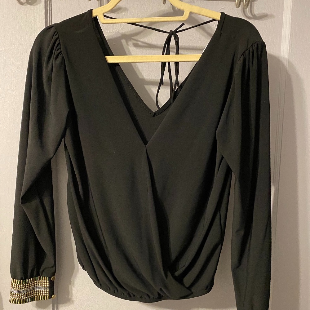 Black V-Neck Blouse